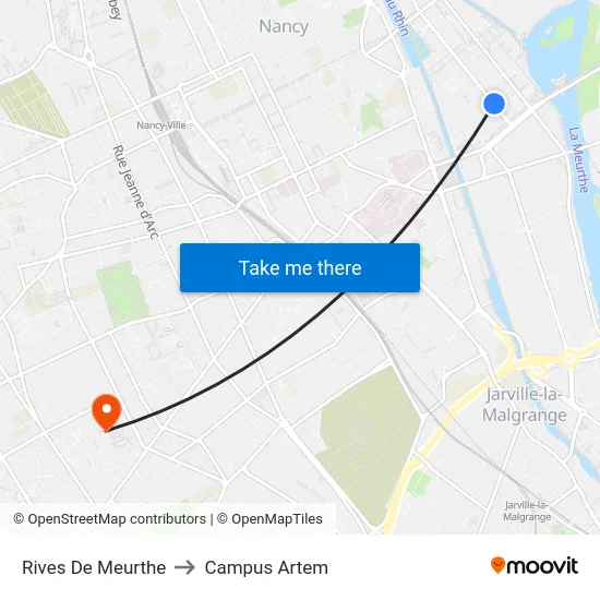 Rives De Meurthe to Campus Artem map
