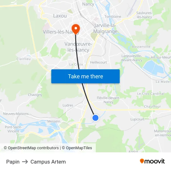 Papin to Campus Artem map