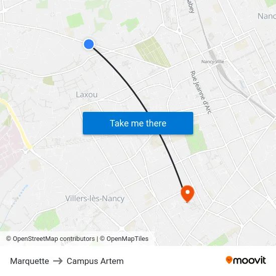 Marquette to Campus Artem map