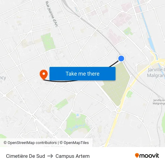 Cimetière De Sud to Campus Artem map