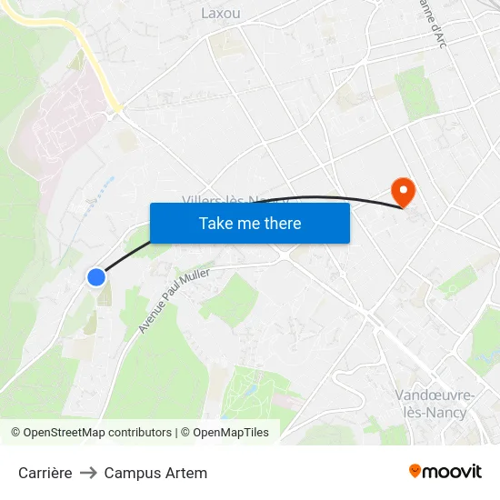 Carrière to Campus Artem map