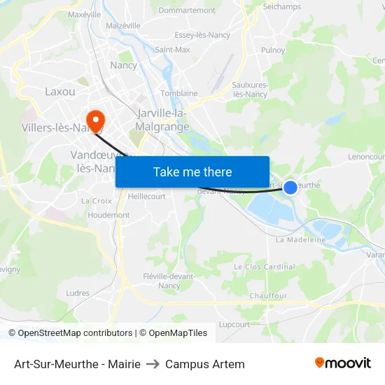 Art-Sur-Meurthe - Mairie to Campus Artem map