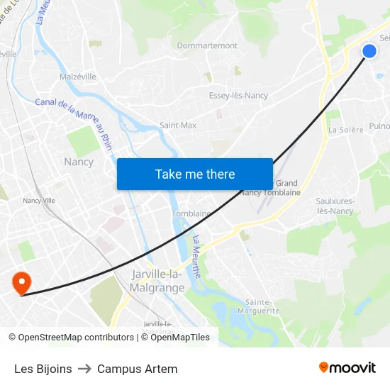 Les Bijoins to Campus Artem map