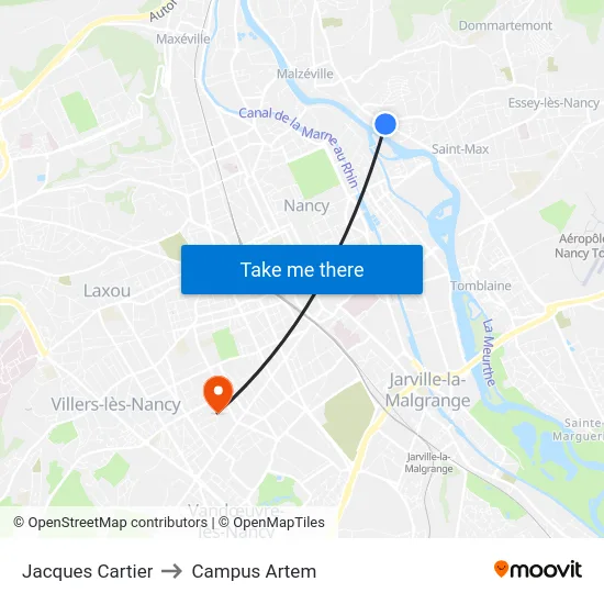 Jacques Cartier to Campus Artem map