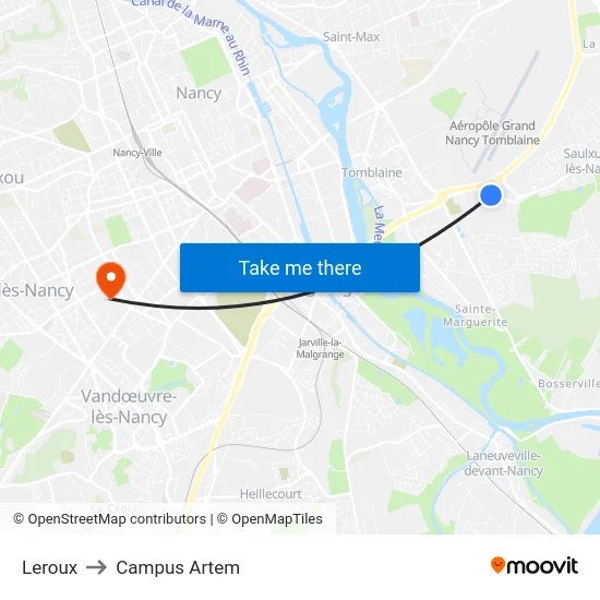 Leroux to Campus Artem map