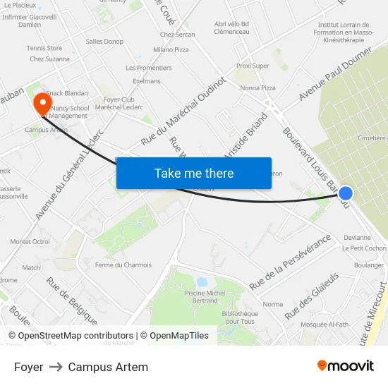 Foyer to Campus Artem map