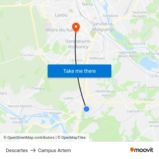 Descartes to Campus Artem map