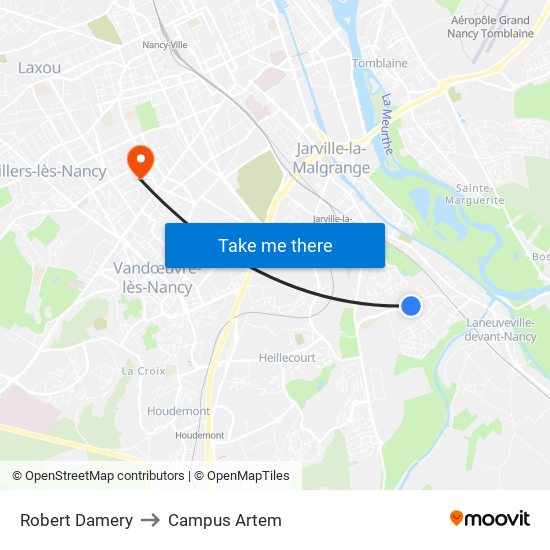 Robert Damery to Campus Artem map