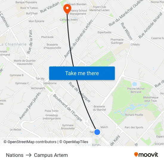 Nations to Campus Artem map
