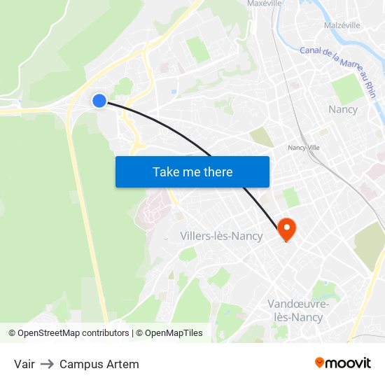 Vair to Campus Artem map