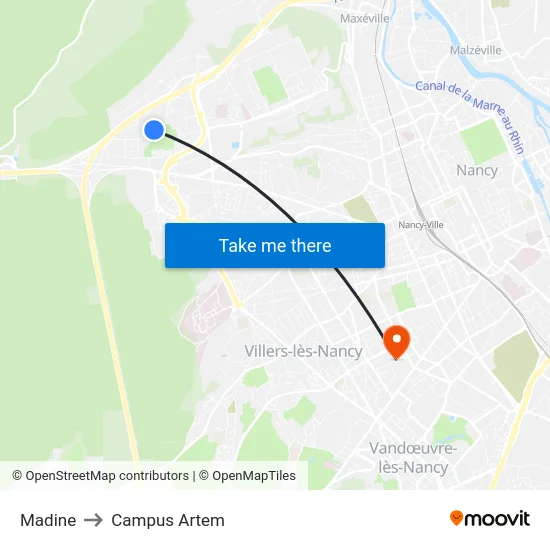 Madine to Campus Artem map