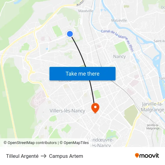 Tilleul Argenté to Campus Artem map