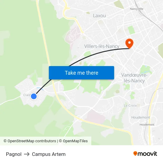 Pagnol to Campus Artem map
