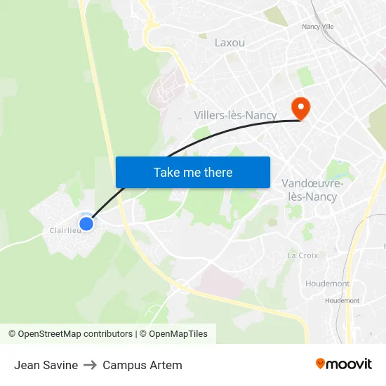 Jean Savine to Campus Artem map