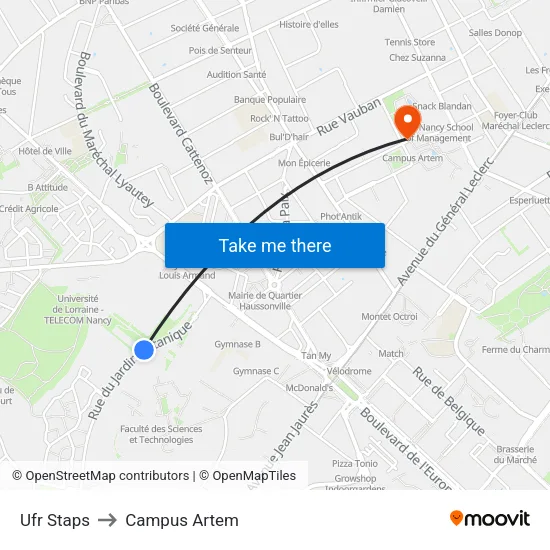 Ufr Staps to Campus Artem map