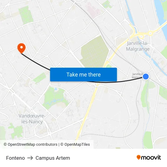 Fonteno to Campus Artem map