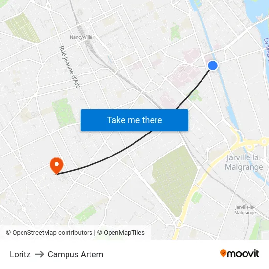 Loritz to Campus Artem map