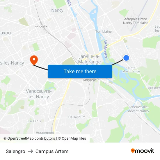 Salengro to Campus Artem map