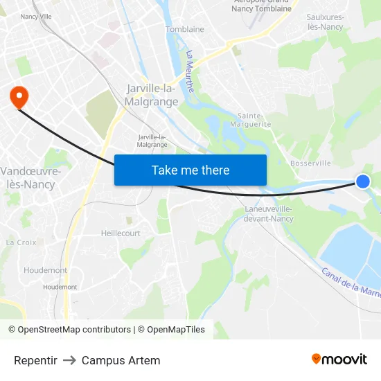 Repentir to Campus Artem map