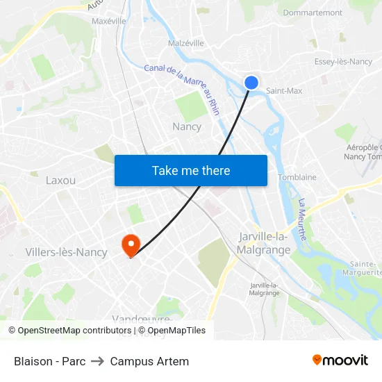 Blaison - Parc to Campus Artem map