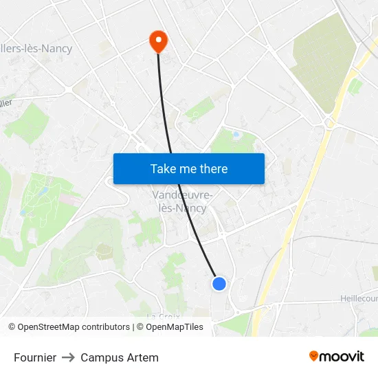 Fournier to Campus Artem map