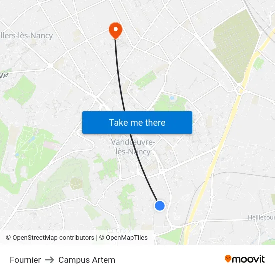 Fournier to Campus Artem map