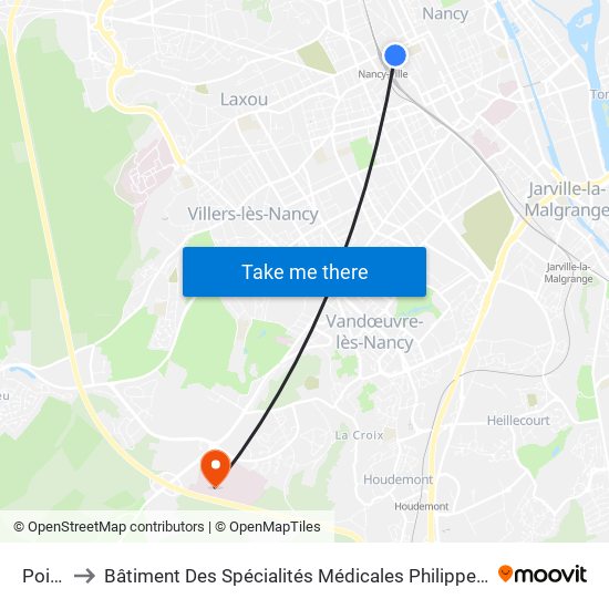 Poirel to Bâtiment Des Spécialités Médicales Philippe Canton map