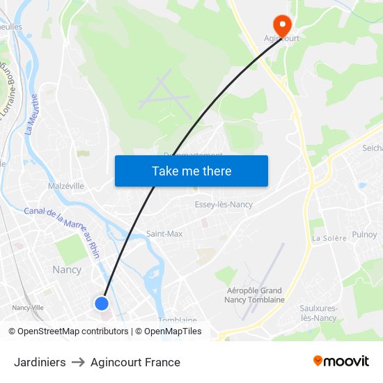 Jardiniers to Agincourt France map