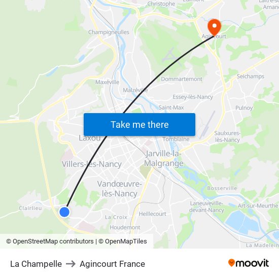 La Champelle to Agincourt France map