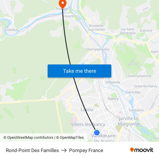 Rond-Point Des Familles to Pompey France map