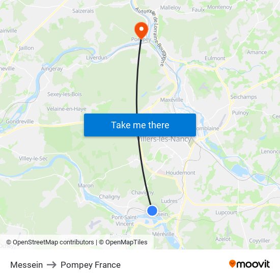 Messein to Pompey France map
