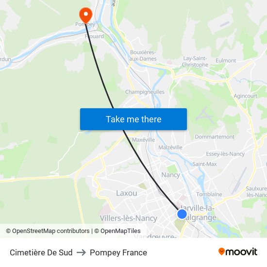 Cimetière De Sud to Pompey France map
