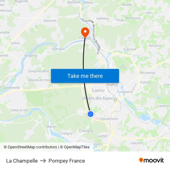 La Champelle to Pompey France map