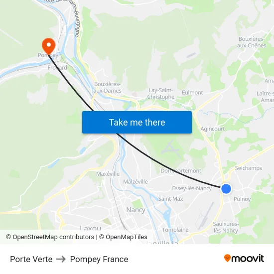 Porte Verte to Pompey France map