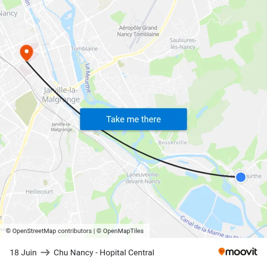 18 Juin to Chu Nancy - Hopital Central map
