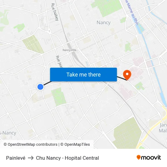Painlevé to Chu Nancy - Hopital Central map