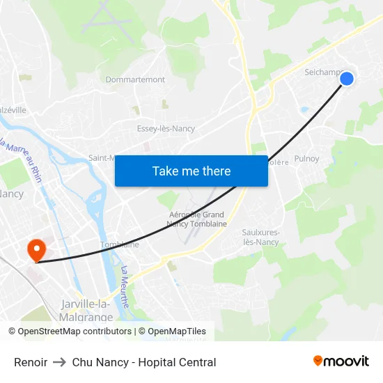 Renoir to Chu Nancy - Hopital Central map