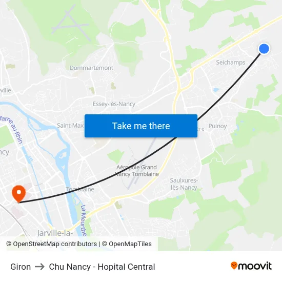 Giron to Chu Nancy - Hopital Central map