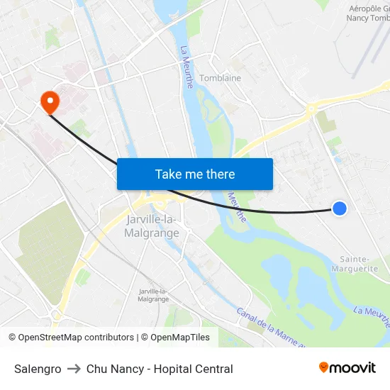 Salengro to Chu Nancy - Hopital Central map