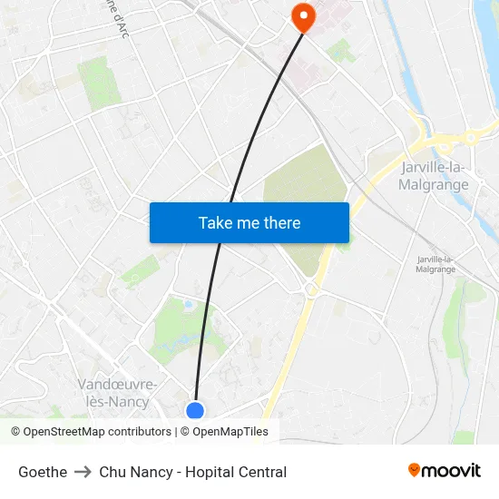 Goethe to Chu Nancy - Hopital Central map