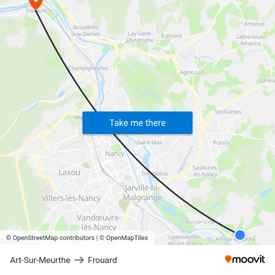 Art-Sur-Meurthe to Frouard map