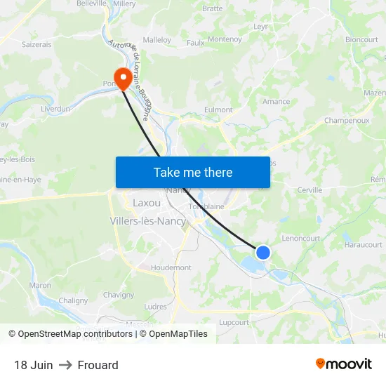 18 Juin to Frouard map