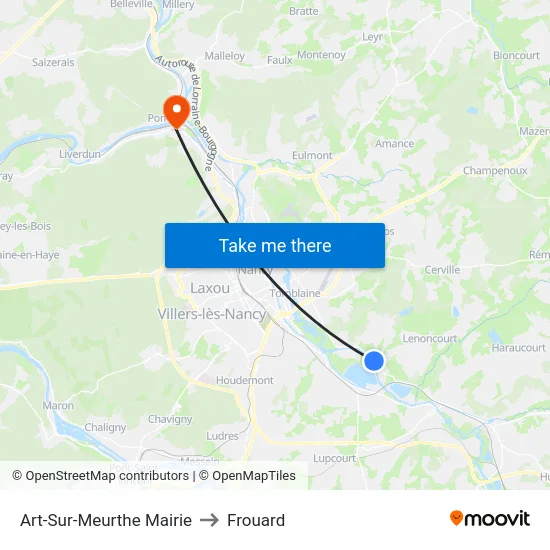 Art-Sur-Meurthe Mairie to Frouard map