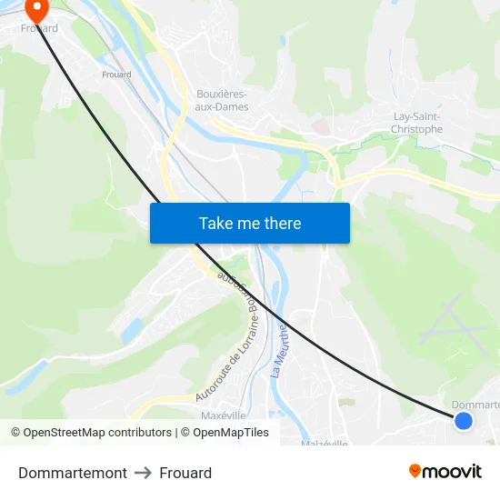 Dommartemont to Frouard map