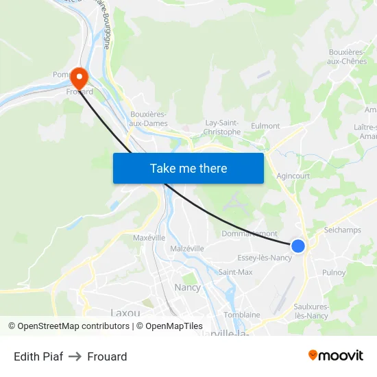Edith Piaf to Frouard map
