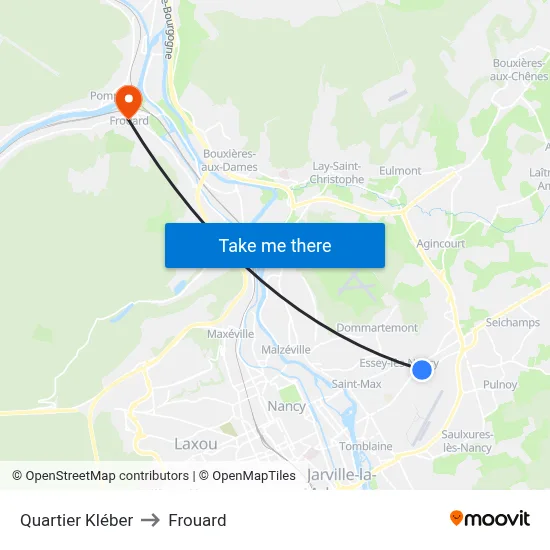 Quartier Kléber to Frouard map