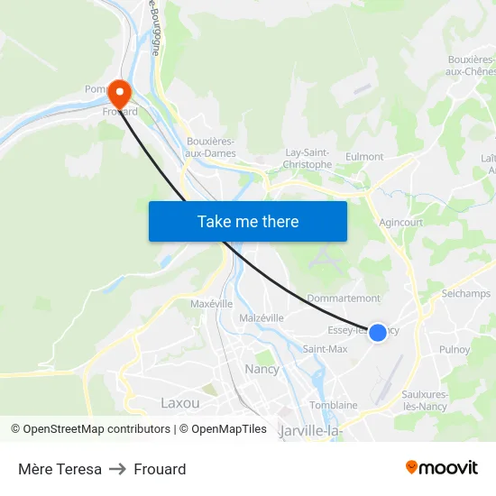 Mère Teresa to Frouard map