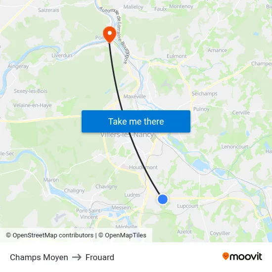 Champs Moyen to Frouard map
