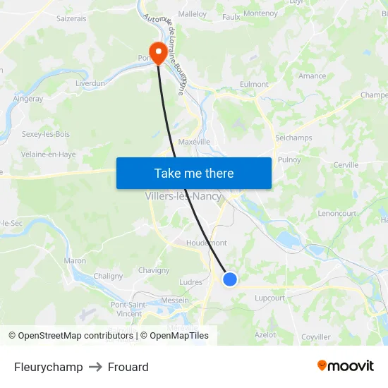 Fleurychamp to Frouard map
