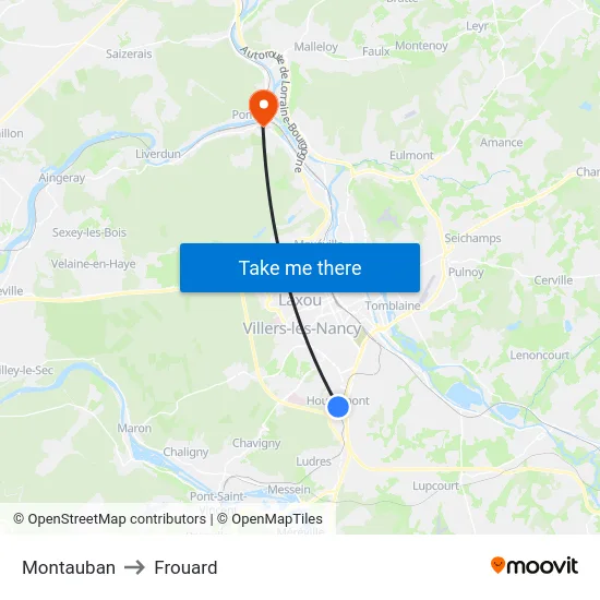 Montauban to Frouard map
